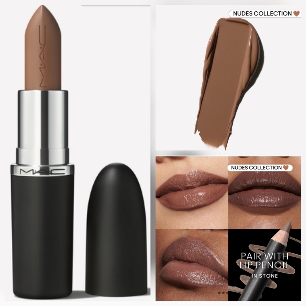 MAC Macximal Sleek Satin Lipstick in Stone, New In Box